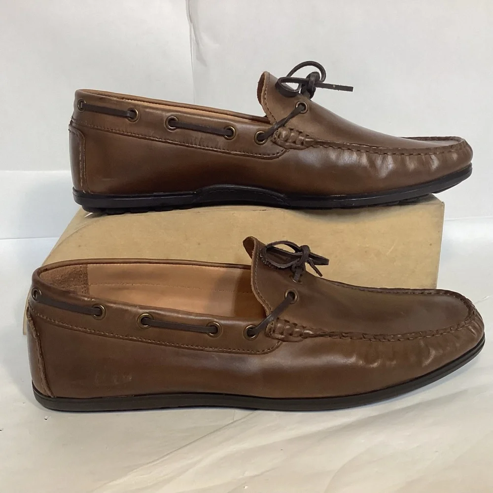 GBX Brown Casual Soft Leather Henley Boat Shoes Loafers Men’s size 11